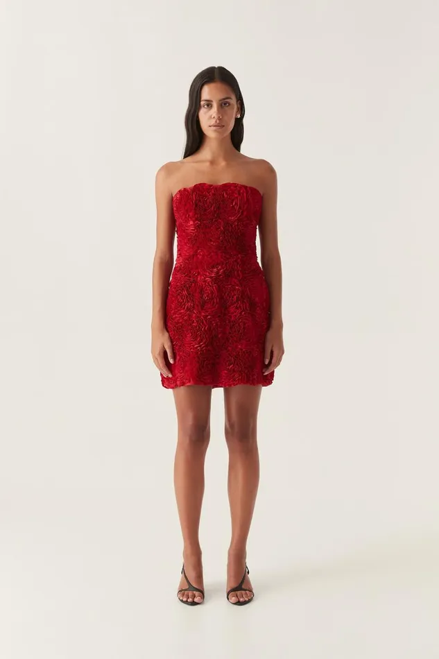 Aje Dresses Gazer Rosette Mini Dress Scarlet Red 8211 Women Aje Dresses Gazer Rosette Mini Dress Scarlet Red 8211 Women