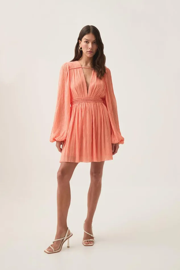Aje Dresses Genevieve Pleated Mini Dress Apricot 8211 Women