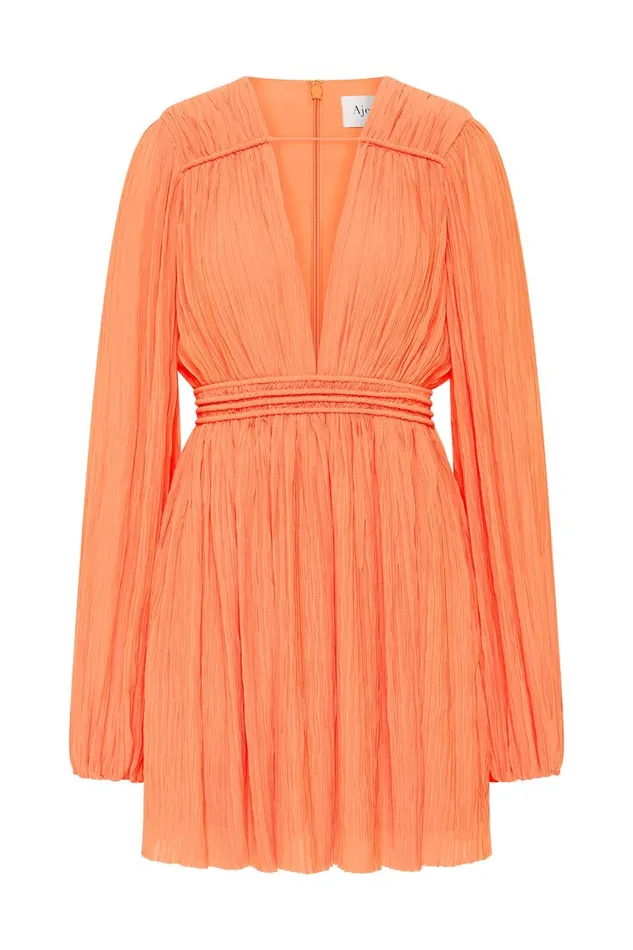 Aje Dresses Genevieve Pleated Mini Dress Apricot 8211 Women Aje Dresses Genevieve Pleated Mini Dress Apricot 8211 Women