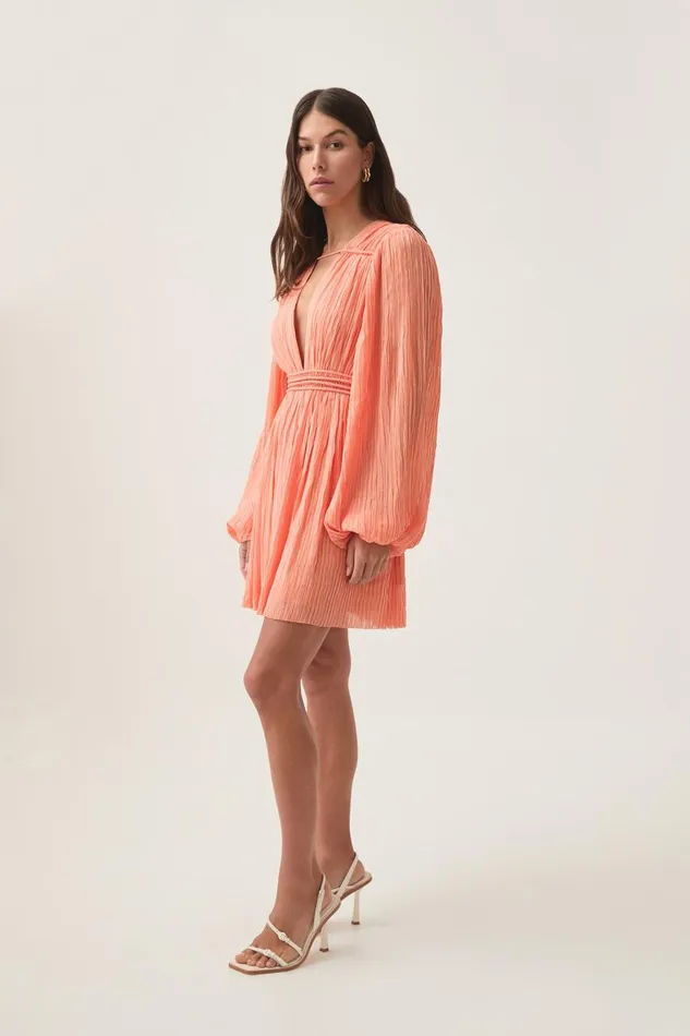 Aje Dresses Genevieve Pleated Mini Dress Apricot 8211 Women Aje Dresses Genevieve Pleated Mini Dress Apricot 8211 Women