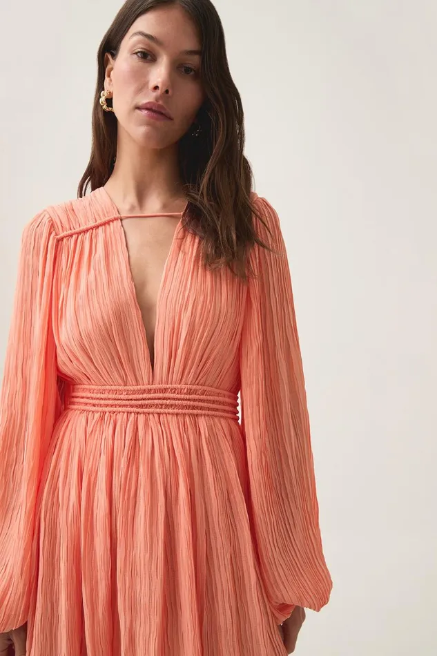 Aje Dresses Genevieve Pleated Mini Dress Apricot 8211 Women Aje Dresses Genevieve Pleated Mini Dress Apricot 8211 Women