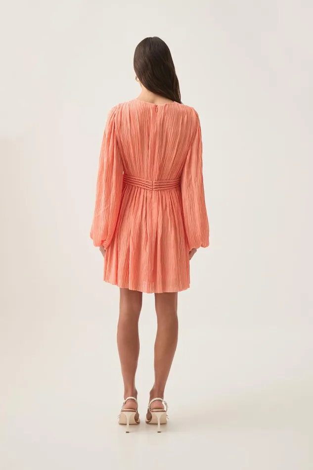Aje Dresses Genevieve Pleated Mini Dress Apricot 8211 Women Aje Dresses Genevieve Pleated Mini Dress Apricot 8211 Women