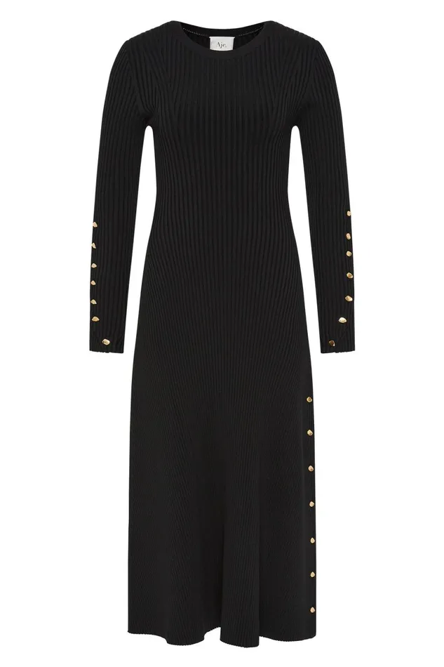 Aje Dresses Lia Knit Midi Dress Black 8211 Women Aje Dresses Lia Knit Midi Dress Black 8211 Women