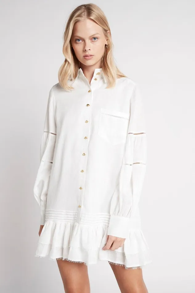 Aje Dresses Lotus Shirt Dress Ivory 8211 Women