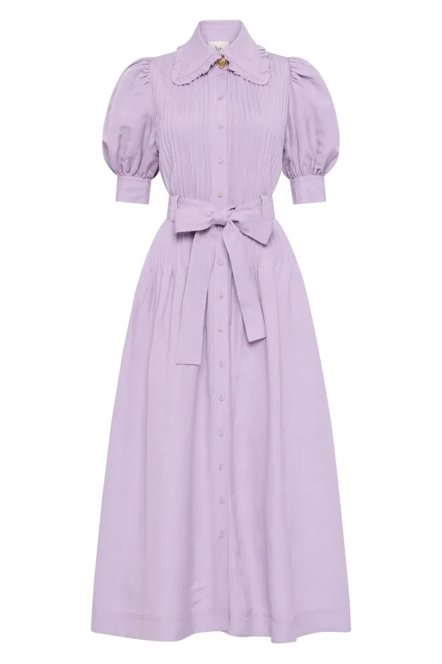 Aje Dresses Madeleine Belted Midi Dress Lilac 8211 Women Aje Dresses Madeleine Belted Midi Dress Lilac 8211 Women