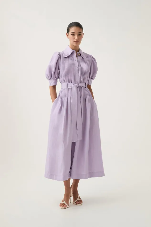 Aje Dresses Madeleine Belted Midi Dress Lilac 8211 Women Aje Dresses Madeleine Belted Midi Dress Lilac 8211 Women