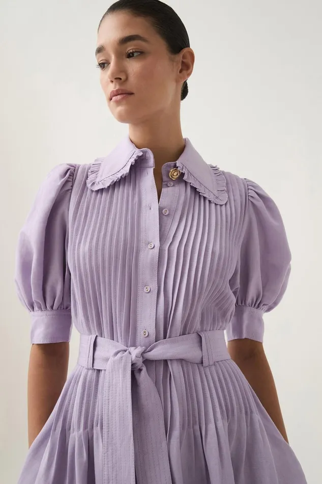 Aje Dresses Madeleine Belted Midi Dress Lilac 8211 Women Aje Dresses Madeleine Belted Midi Dress Lilac 8211 Women