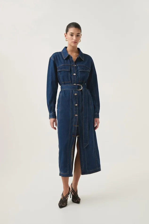 Aje Dresses Neo Denim Midi Dress Washed Indigo 8211 Women