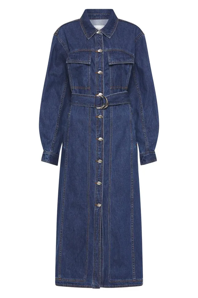 Aje Dresses Neo Denim Midi Dress Washed Indigo 8211 Women Aje Dresses Neo Denim Midi Dress Washed Indigo 8211 Women