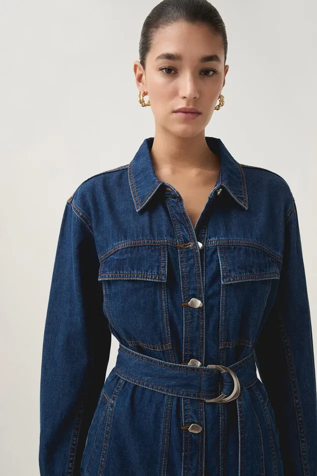 Aje Dresses Neo Denim Midi Dress Washed Indigo 8211 Women Aje Dresses Neo Denim Midi Dress Washed Indigo 8211 Women