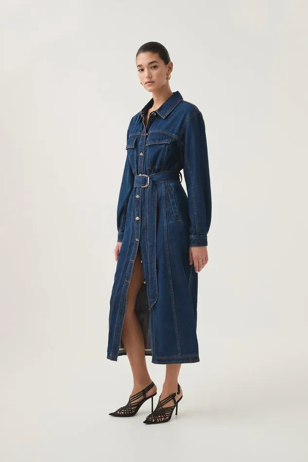 Aje Dresses Neo Denim Midi Dress Washed Indigo 8211 Women Aje Dresses Neo Denim Midi Dress Washed Indigo 8211 Women