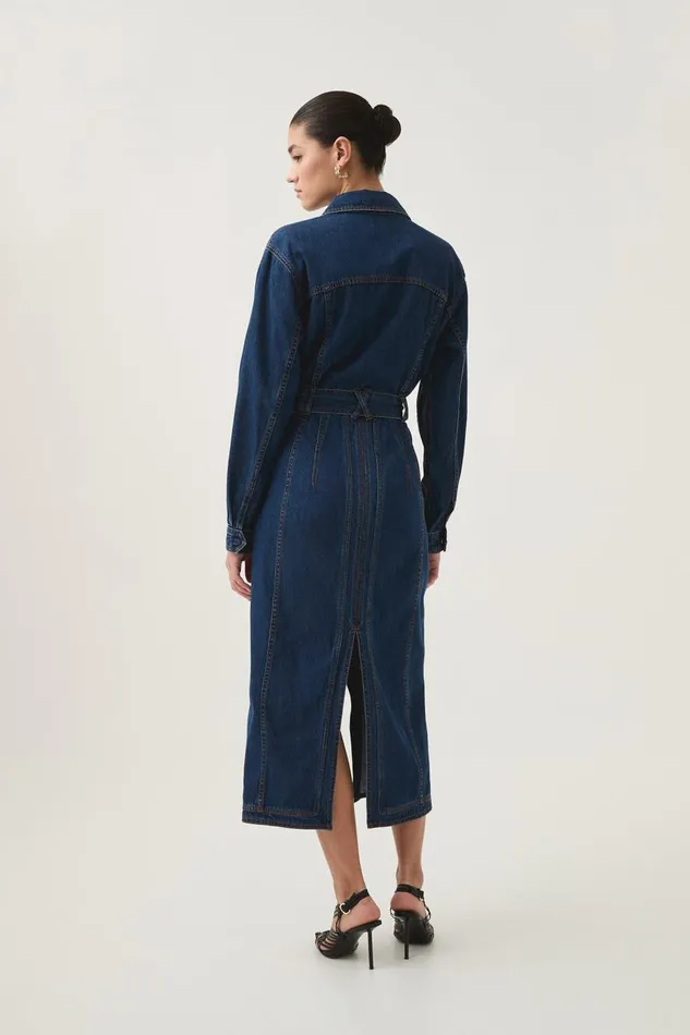 Aje Dresses Neo Denim Midi Dress Washed Indigo 8211 Women Aje Dresses Neo Denim Midi Dress Washed Indigo 8211 Women
