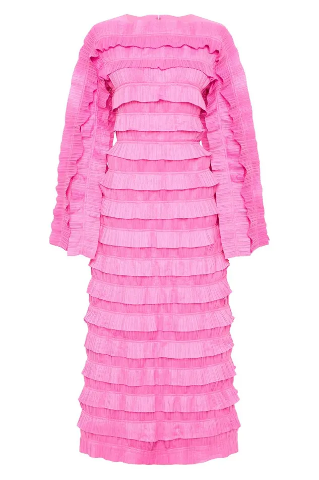 Aje Dresses Palladium Ruffled Midi Dress Muted Fuchsia 8211 Women Aje Dresses Palladium Ruffled Midi Dress Muted Fuchsia 8211 Women