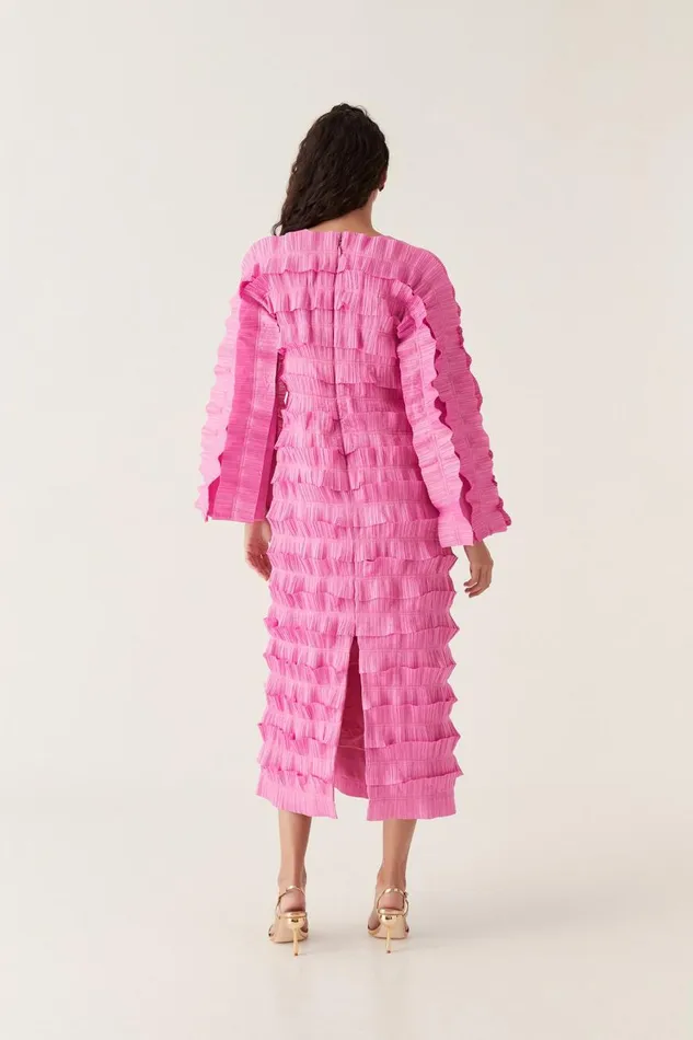 Aje Dresses Palladium Ruffled Midi Dress Muted Fuchsia 8211 Women Aje Dresses Palladium Ruffled Midi Dress Muted Fuchsia 8211 Women