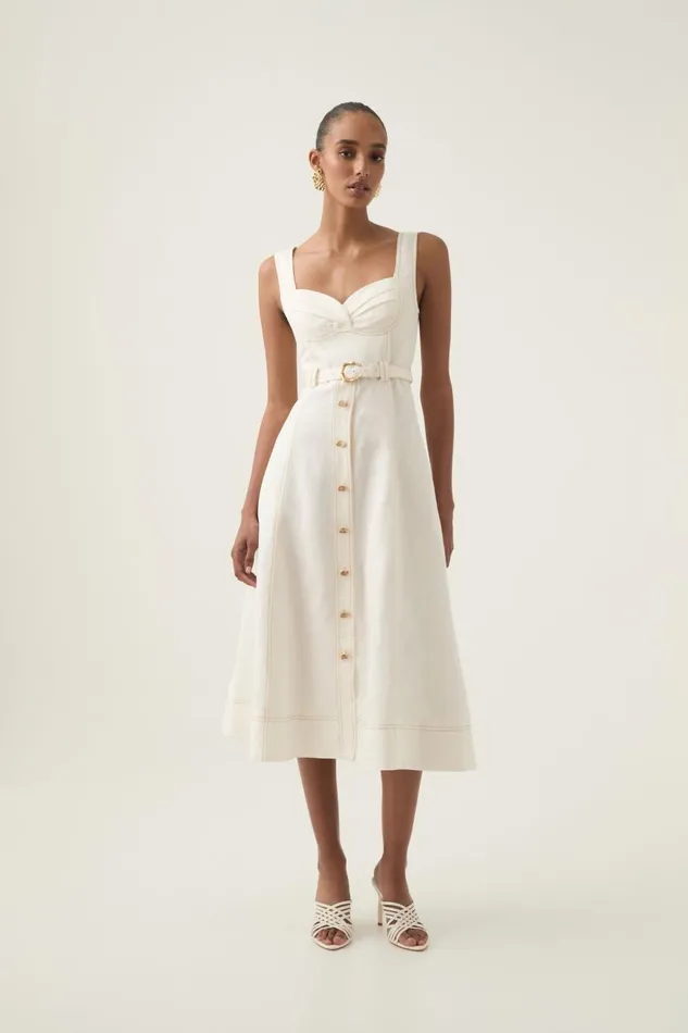 Aje Dresses Primary Belted Midi Dress Ivory 8211 Women