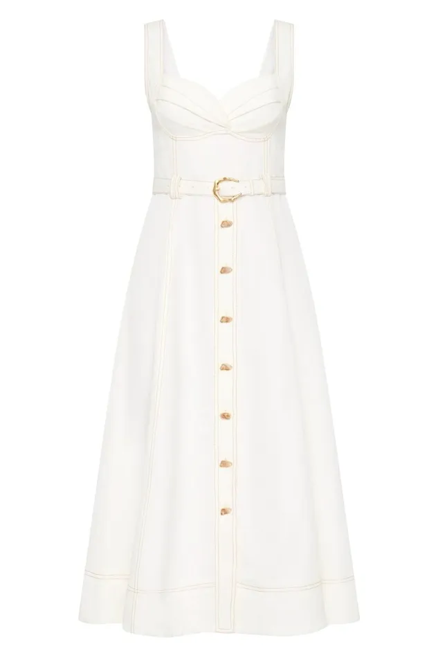 Aje Dresses Primary Belted Midi Dress Ivory 8211 Women Aje Dresses Primary Belted Midi Dress Ivory 8211 Women