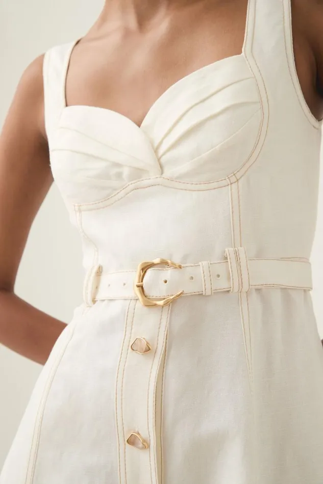 Aje Dresses Primary Belted Midi Dress Ivory 8211 Women Aje Dresses Primary Belted Midi Dress Ivory 8211 Women