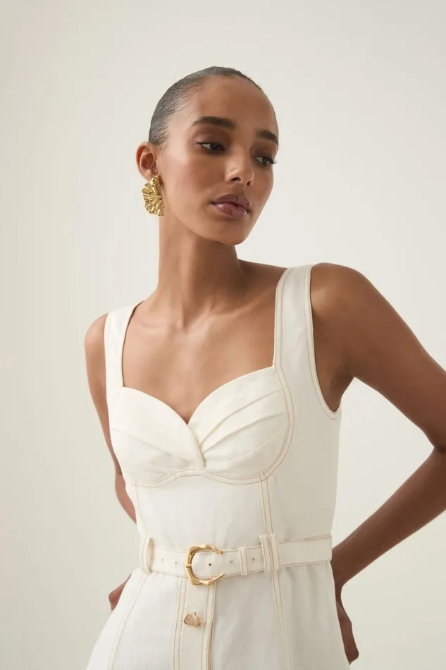Aje Dresses Primary Belted Midi Dress Ivory 8211 Women Aje Dresses Primary Belted Midi Dress Ivory 8211 Women