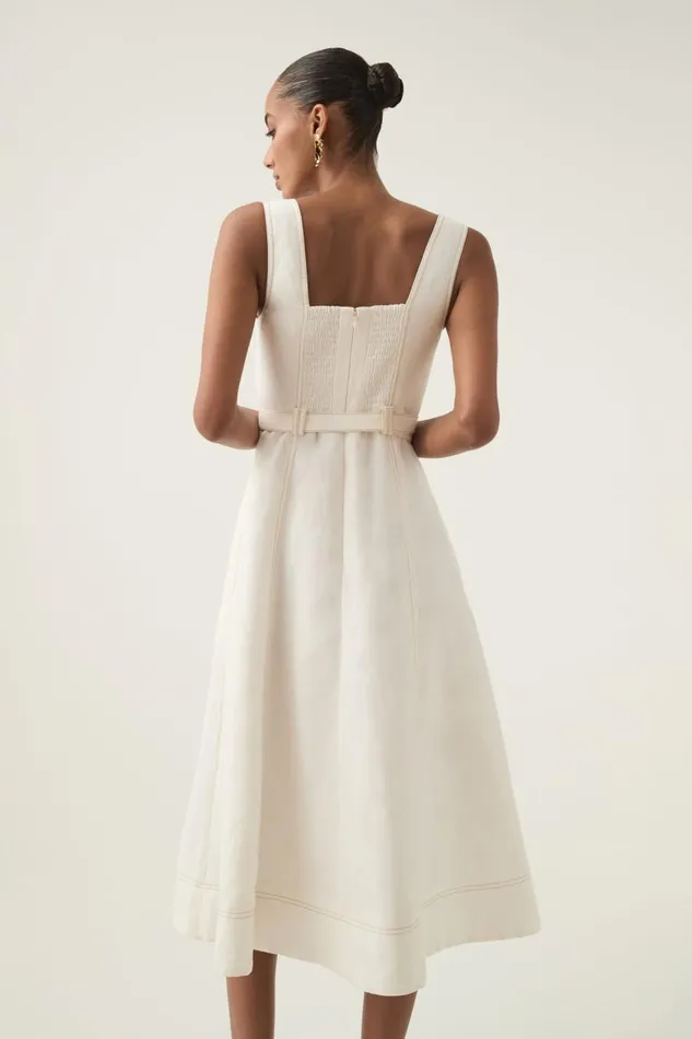 Aje Dresses Primary Belted Midi Dress Ivory 8211 Women Aje Dresses Primary Belted Midi Dress Ivory 8211 Women