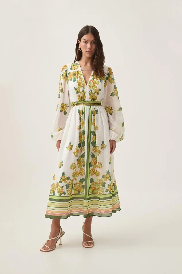 Aje Dresses Secret Border Print Midi Dress Garden Peony 8211 Women
