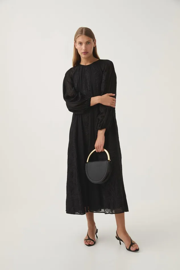 Aje Dresses Soleil Blouson Lace Midi Dress Black 8211 Women