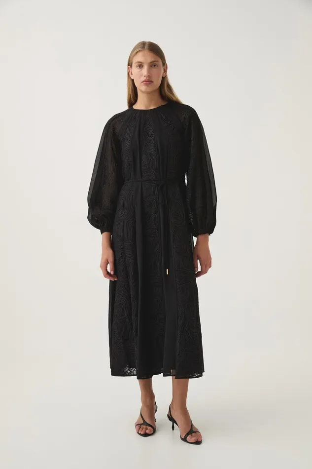Aje Dresses Soleil Blouson Lace Midi Dress Black 8211 Women Aje Dresses Soleil Blouson Lace Midi Dress Black 8211 Women