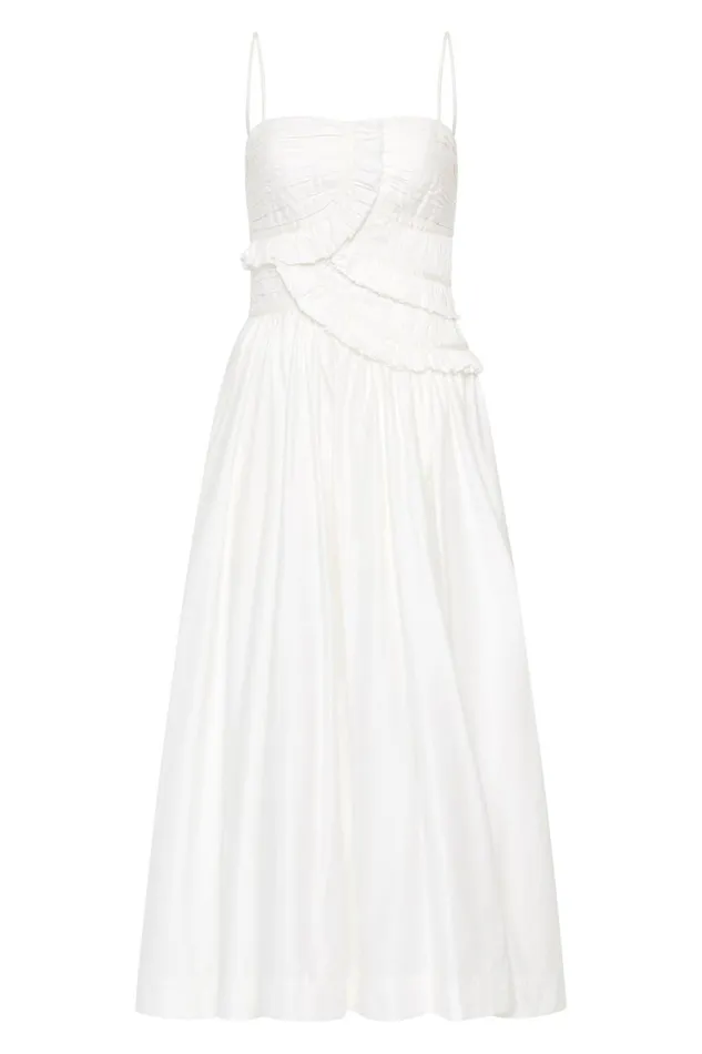 Aje Dresses Synergy Frill Midi Dress Ivory 8211 Women Aje Dresses Synergy Frill Midi Dress Ivory 8211 Women