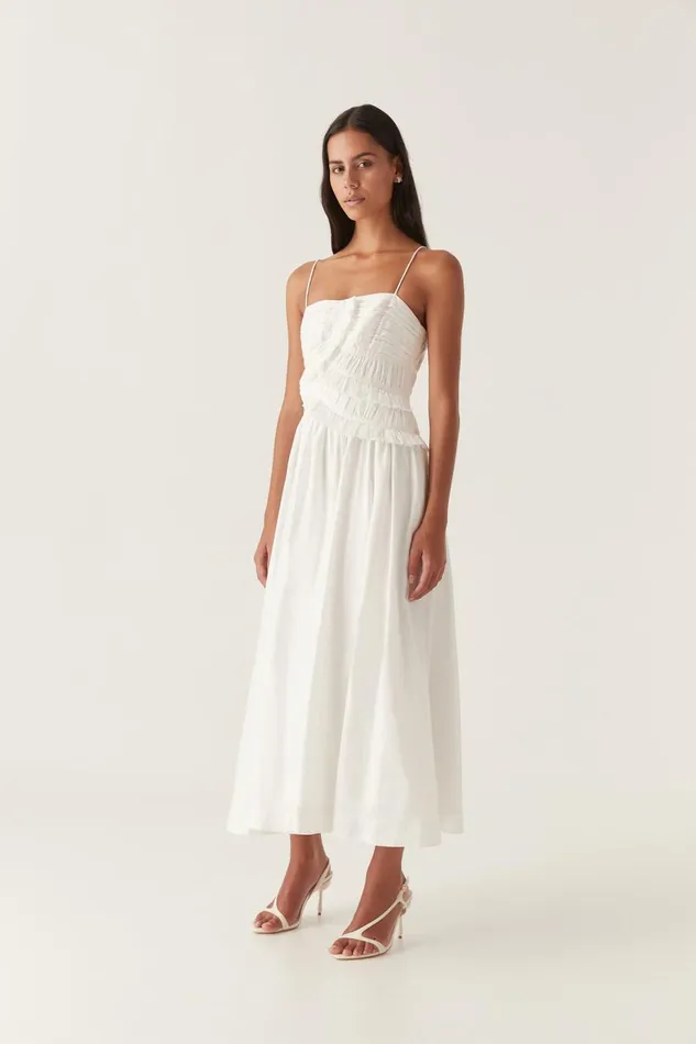 Aje Dresses Synergy Frill Midi Dress Ivory 8211 Women Aje Dresses Synergy Frill Midi Dress Ivory 8211 Women