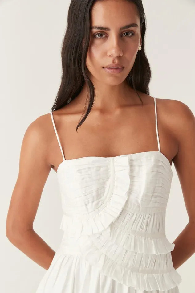 Aje Dresses Synergy Frill Midi Dress Ivory 8211 Women Aje Dresses Synergy Frill Midi Dress Ivory 8211 Women