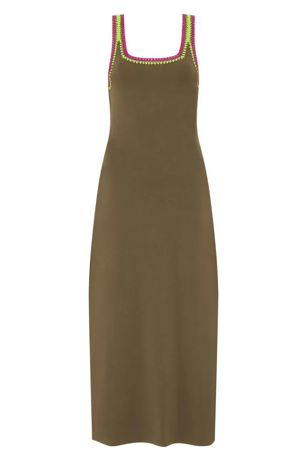 Aje Dresses Tazia Crochet Edge Midi Dress Deep Olive 8211 Women Aje Dresses Tazia Crochet Edge Midi Dress Deep Olive 8211 Women