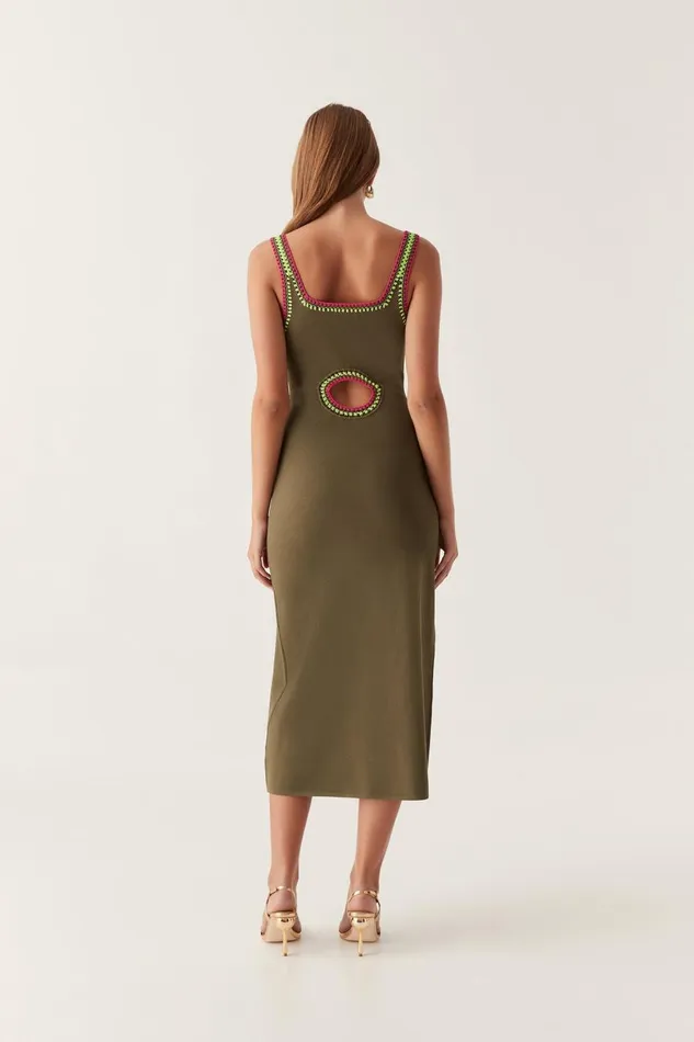 Aje Dresses Tazia Crochet Edge Midi Dress Deep Olive 8211 Women Aje Dresses Tazia Crochet Edge Midi Dress Deep Olive 8211 Women