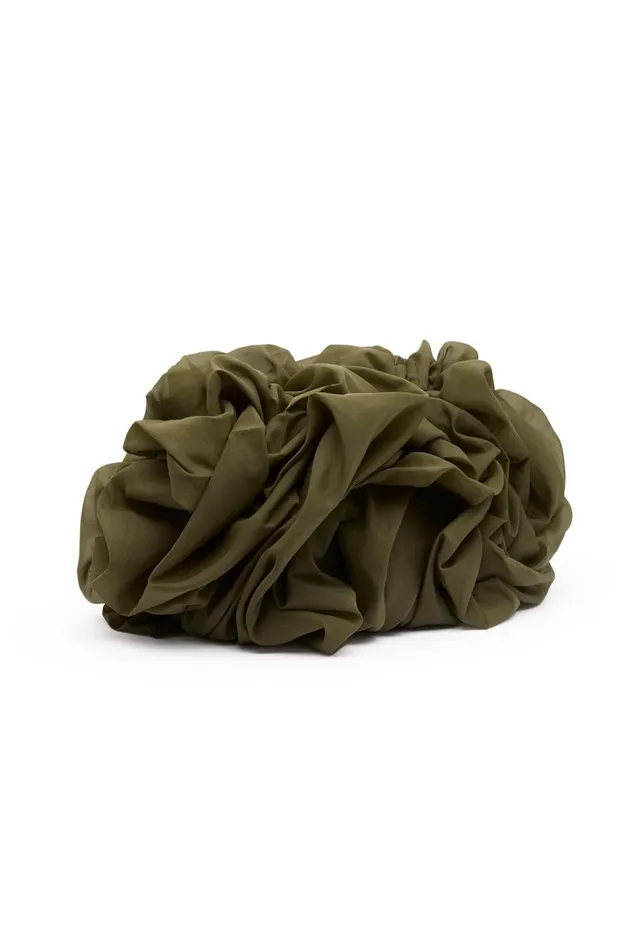 Aje Handbags and Wallets Alana OrganzaRuffleClutch Deep Olive 8211 Women Aje Handbags and Wallets Alana OrganzaRuffleClutch Deep Olive 8211 Women