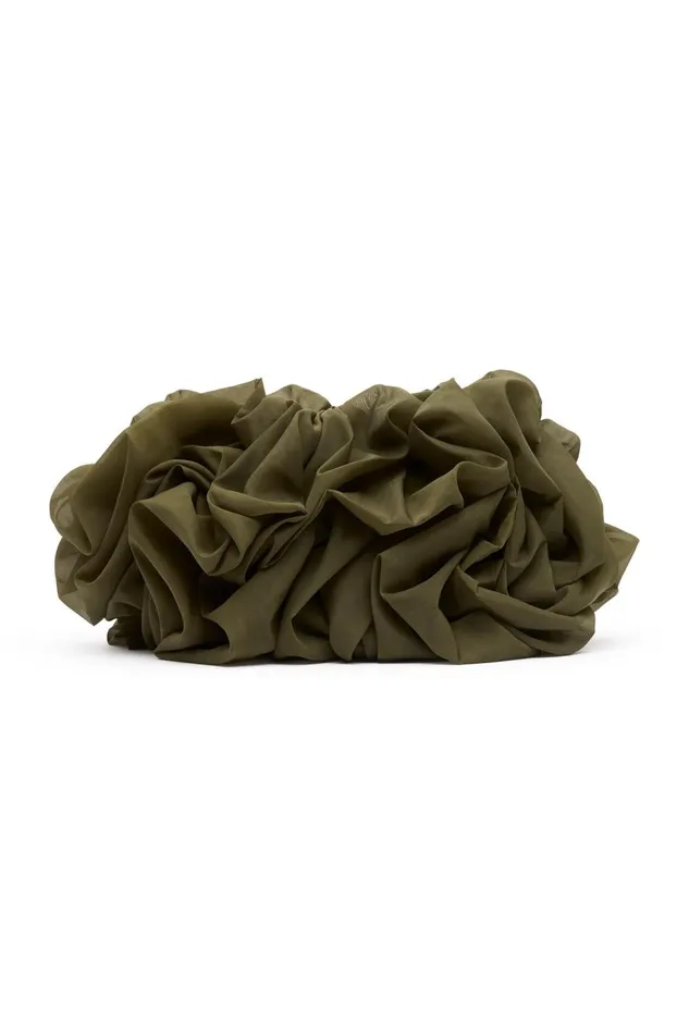 Aje Handbags and Wallets Alana OrganzaRuffleClutch Deep Olive 8211 Women Aje Handbags and Wallets Alana OrganzaRuffleClutch Deep Olive 8211 Women