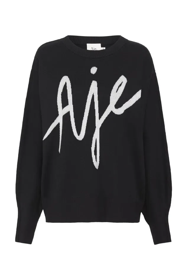 Aje Knitwear and Jumpers Equation Knit Crew Jumper Blackwhite 8211 Women
