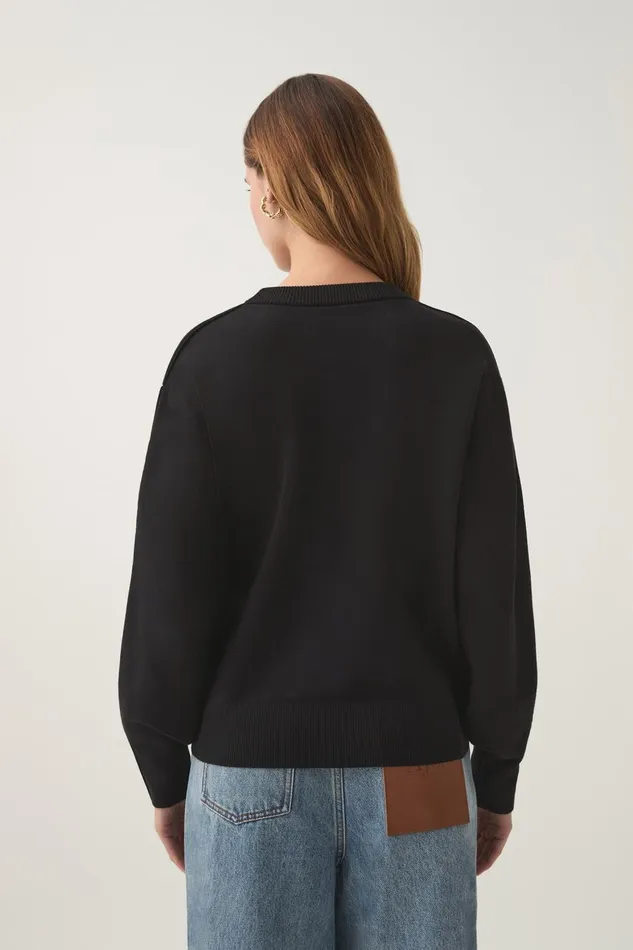 Aje Knitwear and Jumpers Equation Knit Crew Jumper Blackwhite 8211 Women