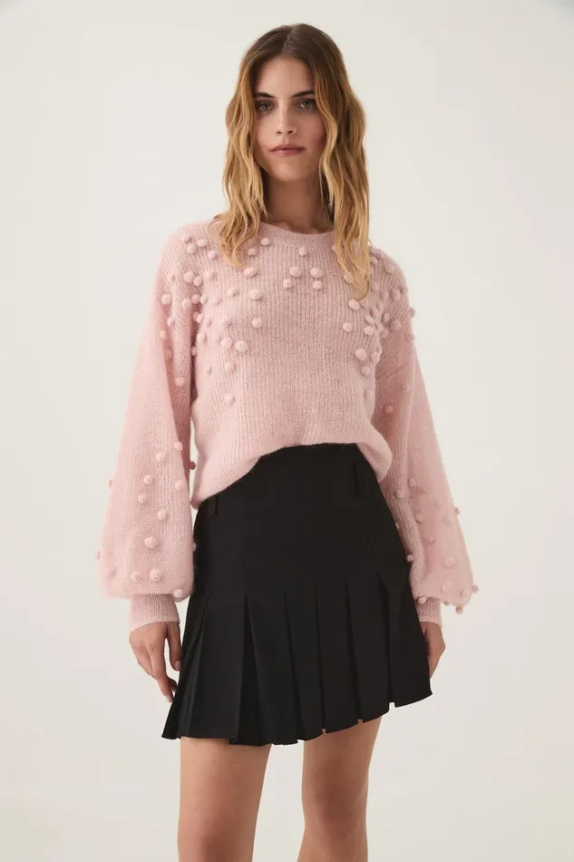 Aje Knitwear and Jumpers Gabriella Bobble Knit Blush Pink 8211 Women