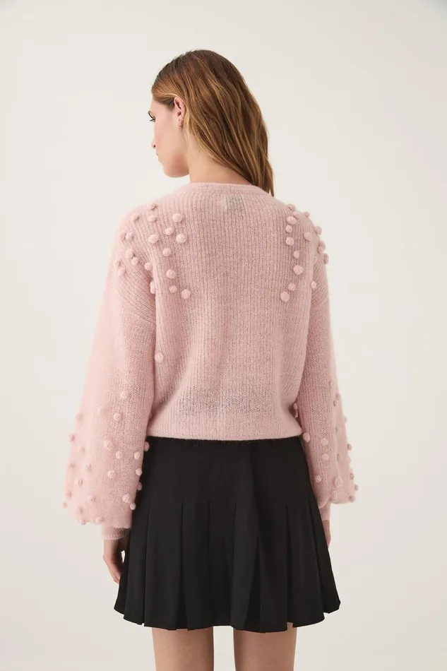 Aje Knitwear and Jumpers Gabriella Bobble Knit Blush Pink 8211 Women
