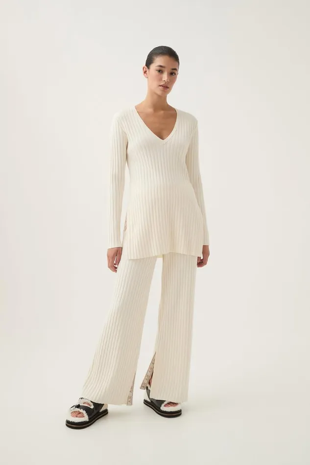 Aje Matching Sets Archer Logo Trim Knit Tunic Ivory 8211 Women