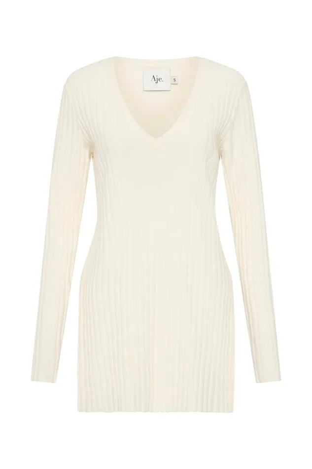 Aje Matching Sets Archer Logo Trim Knit Tunic Ivory 8211 Women