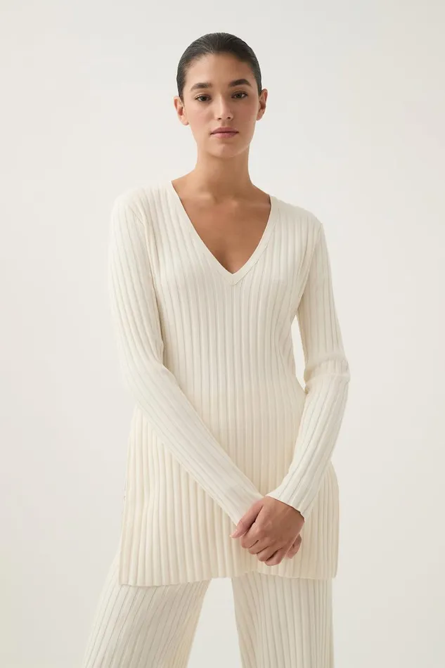 Aje Matching Sets Archer Logo Trim Knit Tunic Ivory 8211 Women