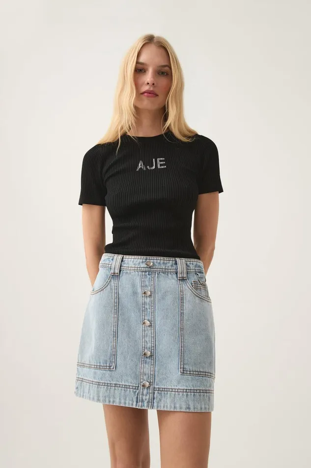 Aje Matching Sets Aura Denim Mini Skirt Sea Spray Wash 8211 Women