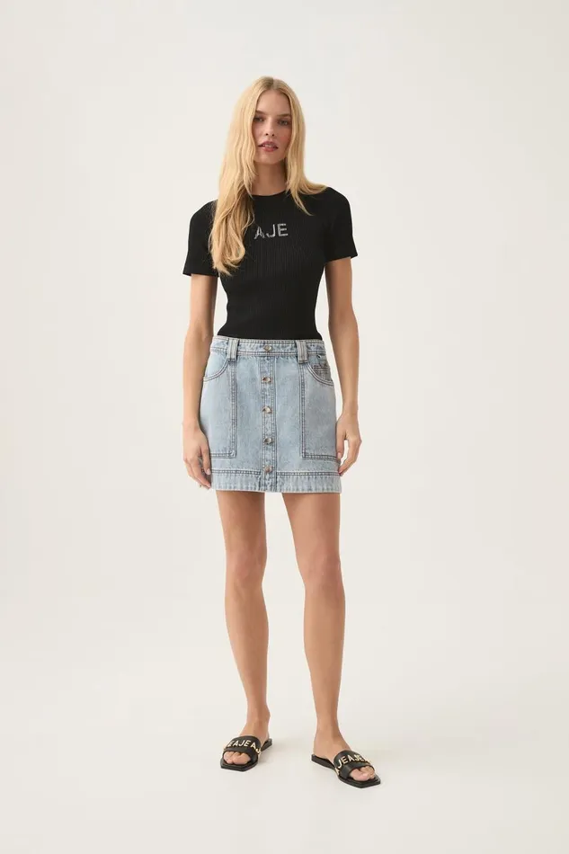 Aje Matching Sets Aura Denim Mini Skirt Sea Spray Wash 8211 Women