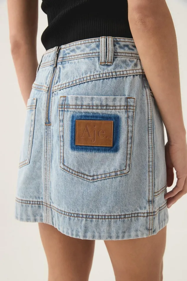 Aje Matching Sets Aura Denim Mini Skirt Sea Spray Wash 8211 Women