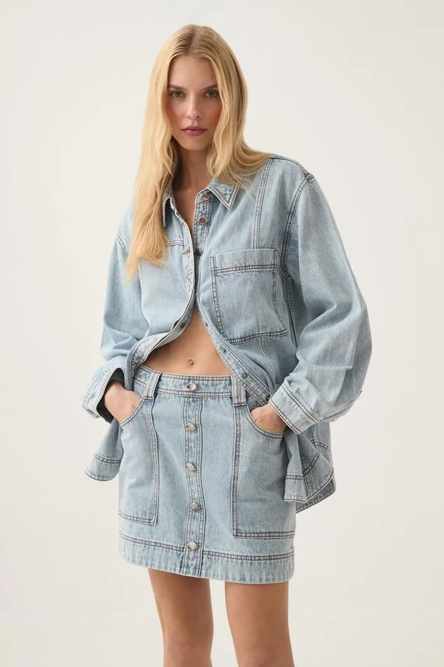 Aje Matching Sets Aura Denim Shirt Sea Spray Wash 8211 Women