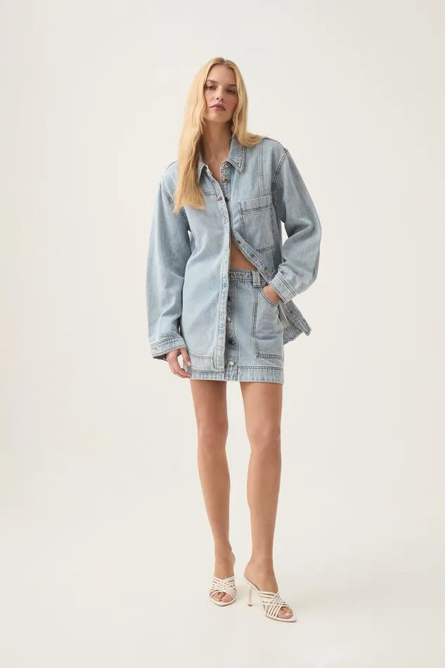 Aje Matching Sets Aura Denim Shirt Sea Spray Wash 8211 Women Aje Matching Sets Aura Denim Shirt Sea Spray Wash 8211 Women
