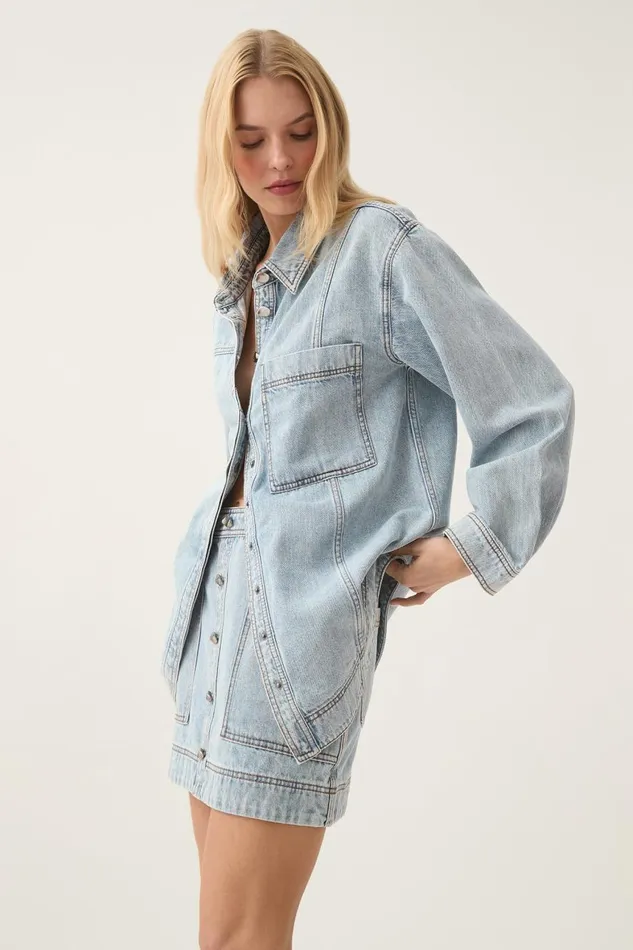 Aje Matching Sets Aura Denim Shirt Sea Spray Wash 8211 Women Aje Matching Sets Aura Denim Shirt Sea Spray Wash 8211 Women