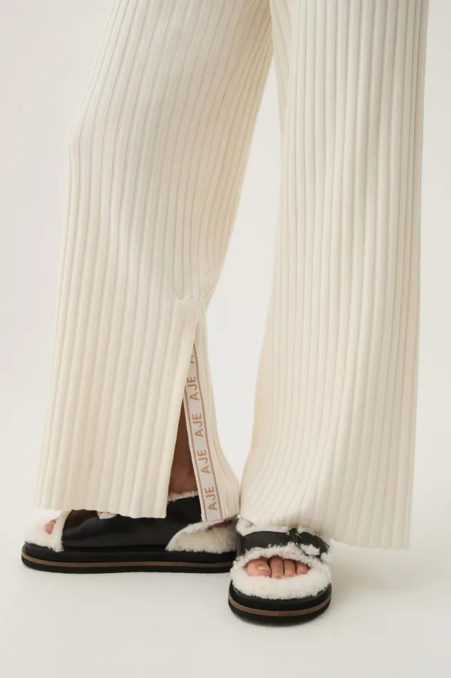 Aje Pants Archer Logo Trim Knit Pant Ivory 8211 Women