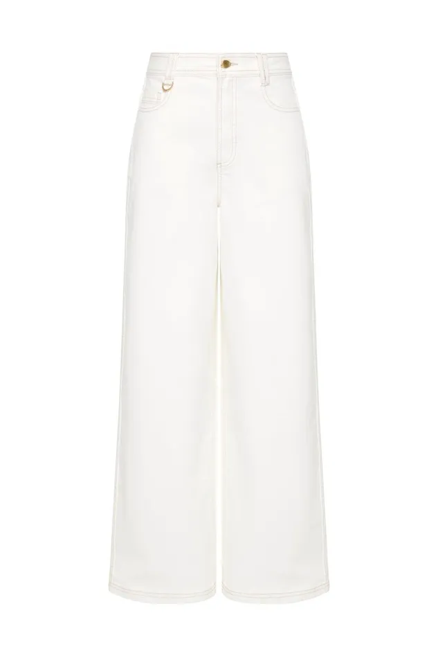 Aje Pants Wavebreak Mid Rise Jean White 8211 Women