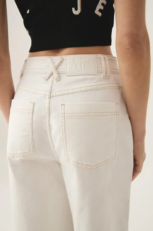 Aje Pants Wavebreak Mid Rise Jean White 8211 Women