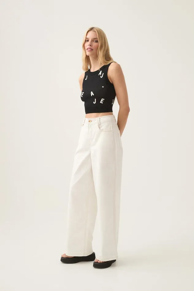 Aje Pants Wavebreak Mid Rise Jean White 8211 Women